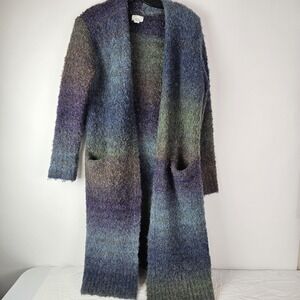 Caslon Sweater Women XS Purple Blue Oversized Duster Cardigan Soft Cozy Pockets